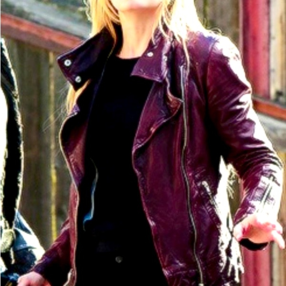 GUESS Maroon Leather Jacket